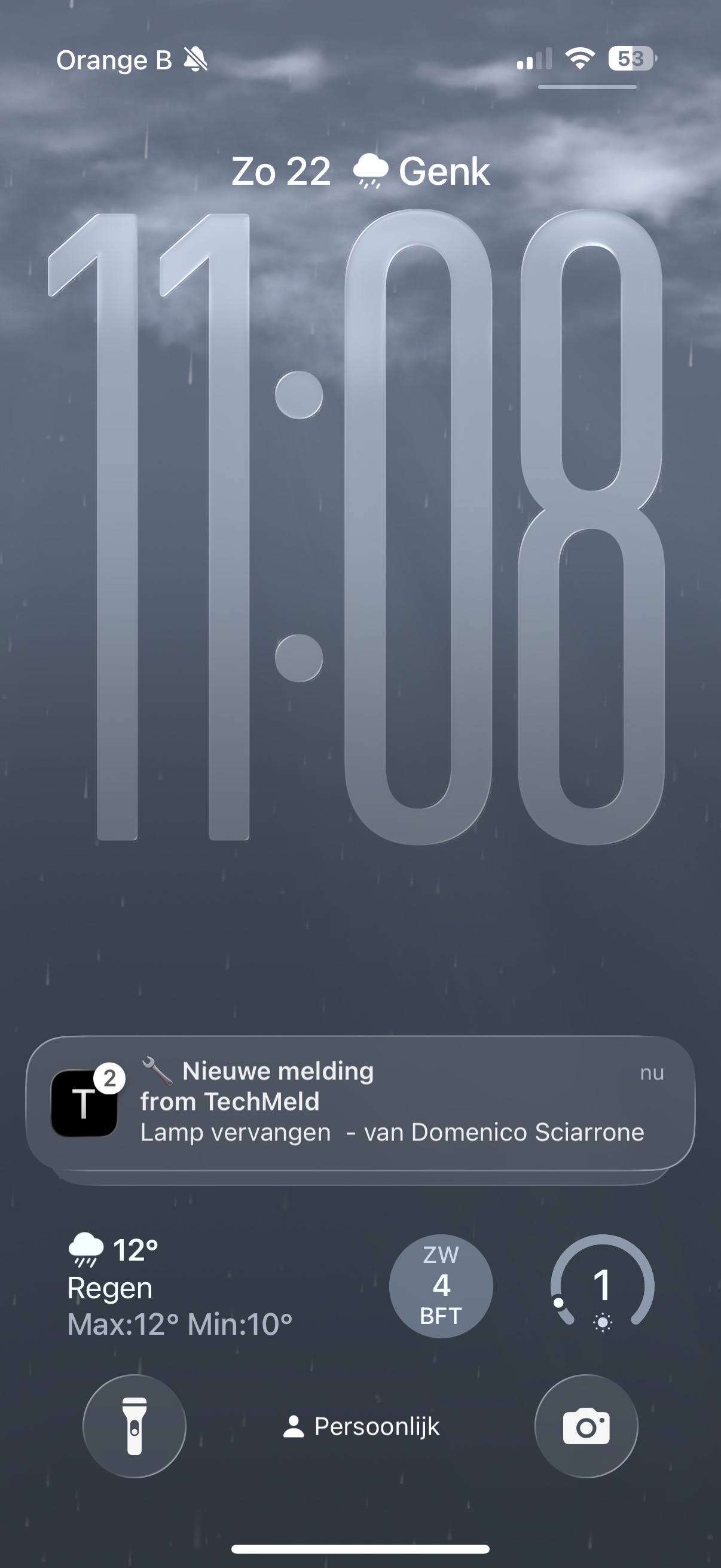 TechMeld push notificatie op iPhone lockscreen
